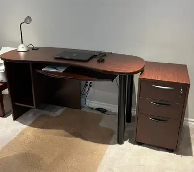 Computer table and small filing cabinet, View more