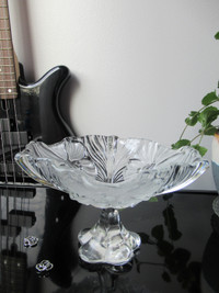 Glass Fruit Bowl or Candy Bowl Embossed Flowers by Walther Glass