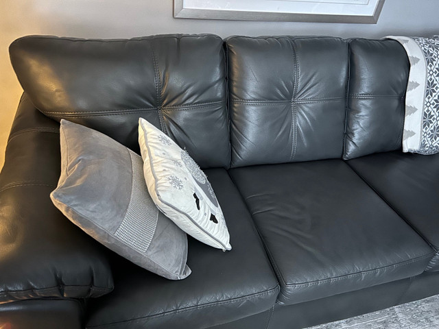 Leather Grey Sectional in Couches & Futons in Hamilton - Image 3