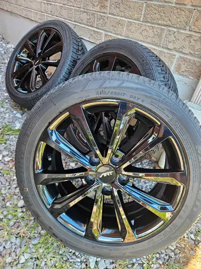 Set of 4 Falken Eurowinter HS01 225/45/17 tires on 17" ART Element Gloss Black wheels, 5 x 115 bolt...