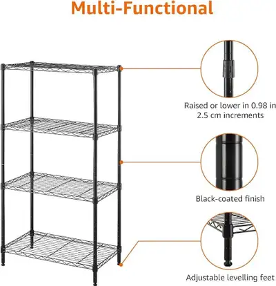 4-Steel Wire Storage Rack, Adjustable, Sturdy, Easy Assembly, 80, View more