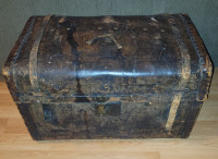 1800s leather stage coach trunk.
