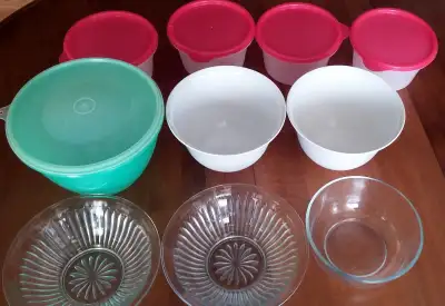 Kitchen Bowls (glass and plastic--with covers), View more