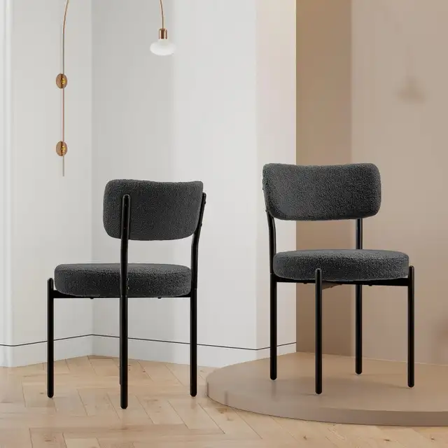 Upholstered Boucle Dining Room Chair Mid Century Modern Chair w in Chairs & Recliners in Markham / York Region - Image 7