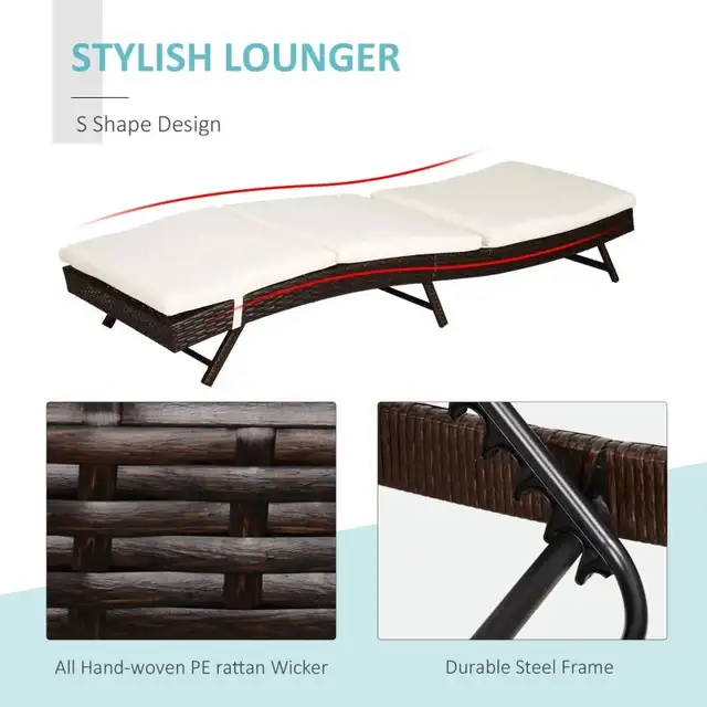 Outsunny S-Shape Patio Lounger w/ Cushion | Good Finds in Patio & Garden Furniture in Oakville / Halton Region - Image 7