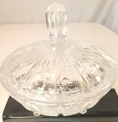 1960s Anchor Hocking EAPC Star and Fan Crystal Candy Dish, View more