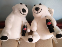 Pair of 1993 Coca Cola Coke Polar Bear Plush Toy Collection

