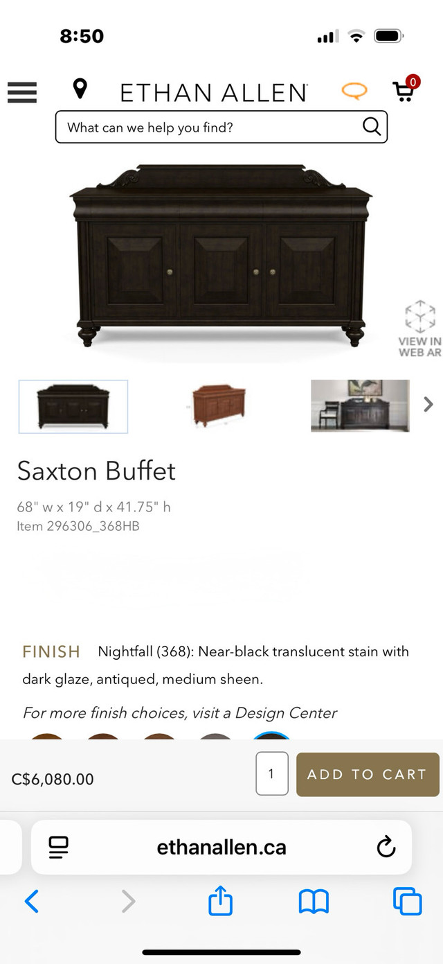 Black Saxton Buffet from Ethan Allen in Hutches & Display Cabinets in Calgary - Image 3