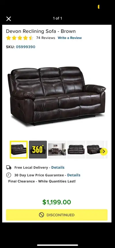 2 x Devon Reclining Sofa, View more