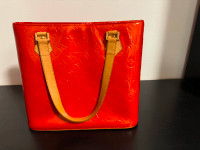 LV Red Leather Tote Bag