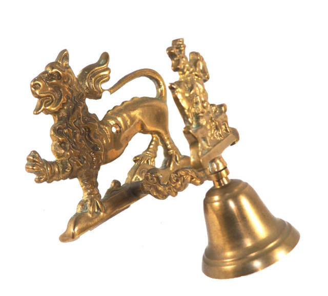 Brass Wall Bell with Lion and Fox Hunter with Dogs in Arts & Collectibles in St. Albert - Image 3