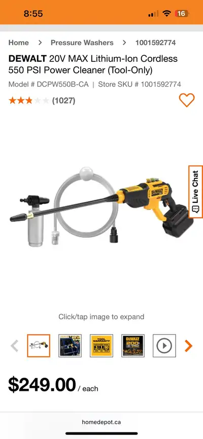 Used it twice, great for car wash, comes with a soap dispenser. No signs of use, it’s a water spraye...