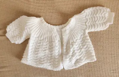 Baby Hand Made White Sweater & Hat, View more