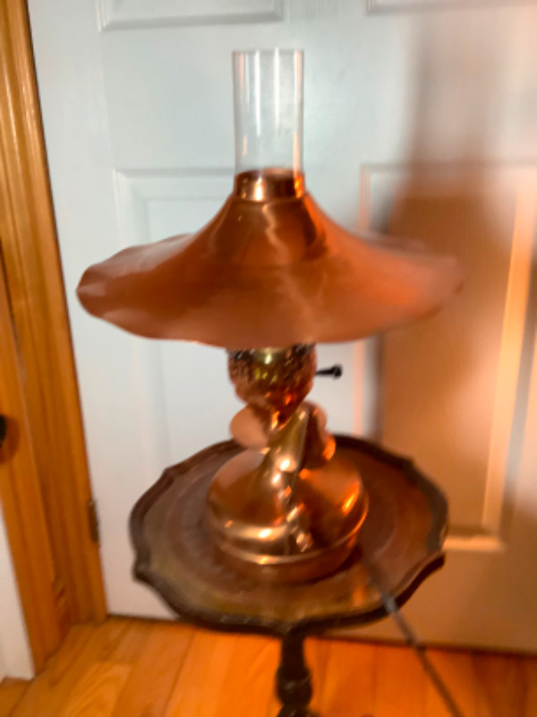 Unique MCM Solid Copper Table Lamp w Glass Chimney  in Indoor Lighting & Fans in Belleville - Image 3