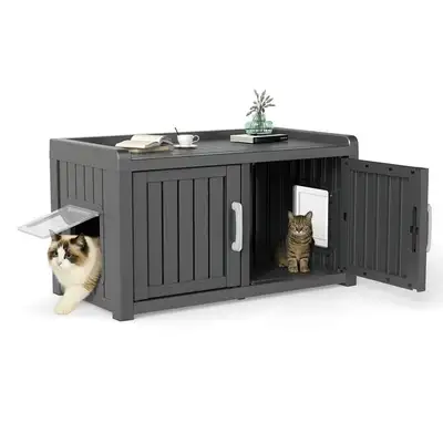 EasyUp Cat Litter Box, Resin Weatherproof with Dual-Door Design, View more