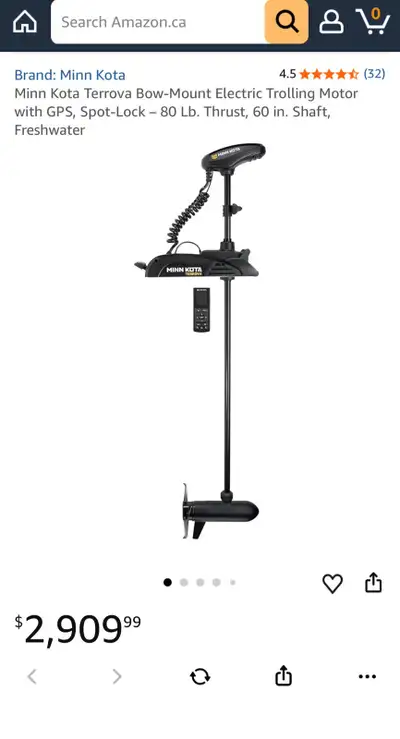 Minn KotaTrolling Motor with 80lb thrust 60 inch shaft 24volt Comes with gps puck and bracket for tr...