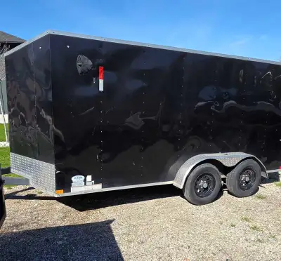 2021 7'x16' Tandem Axle, Enclosed cargo trailer with barn doors and side door one piece aluminum roo...