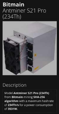 Antminer S21 Pro (234Th)