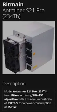 Antminer S21 Pro (234Th)