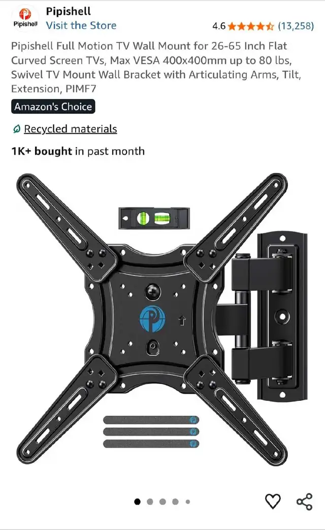 Pipishell Full Motion TV Wall Mount in Video & TV Accessories in Ottawa - Image 2