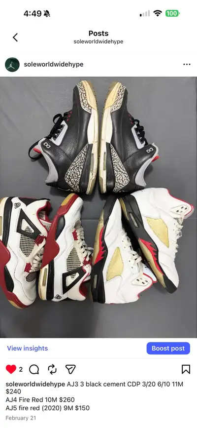 AJ5 fire red (2020) 9M $150, View more