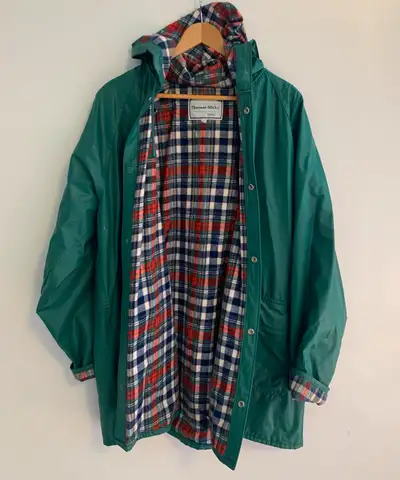 Flannel insulated raincoat