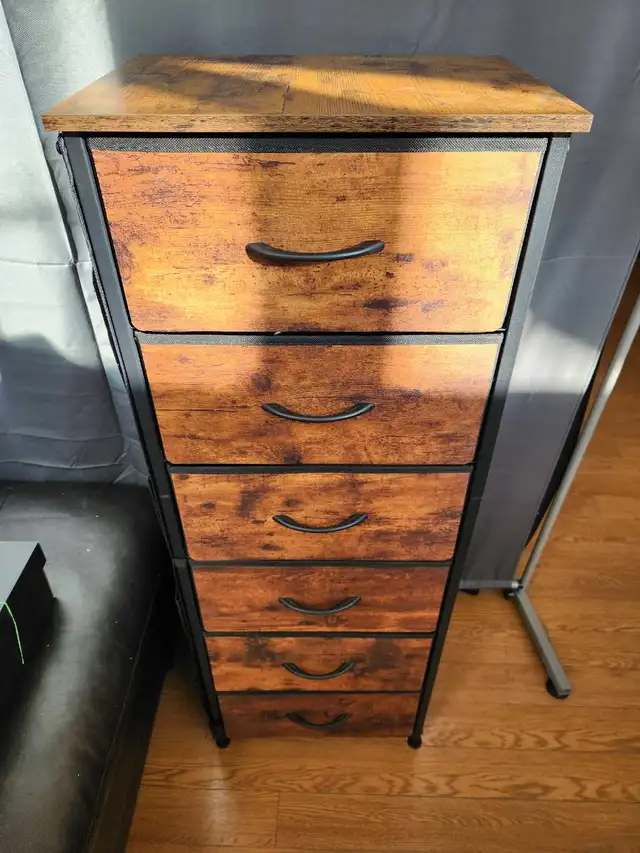 Rustic Wood-Look 5-Drawer Filing Cabinet – Black Metal Frame | Dressers ...