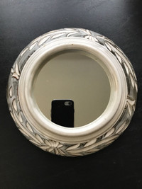 Signed, Handcrafted, Round (9 1/2”D) Pottery Mirror