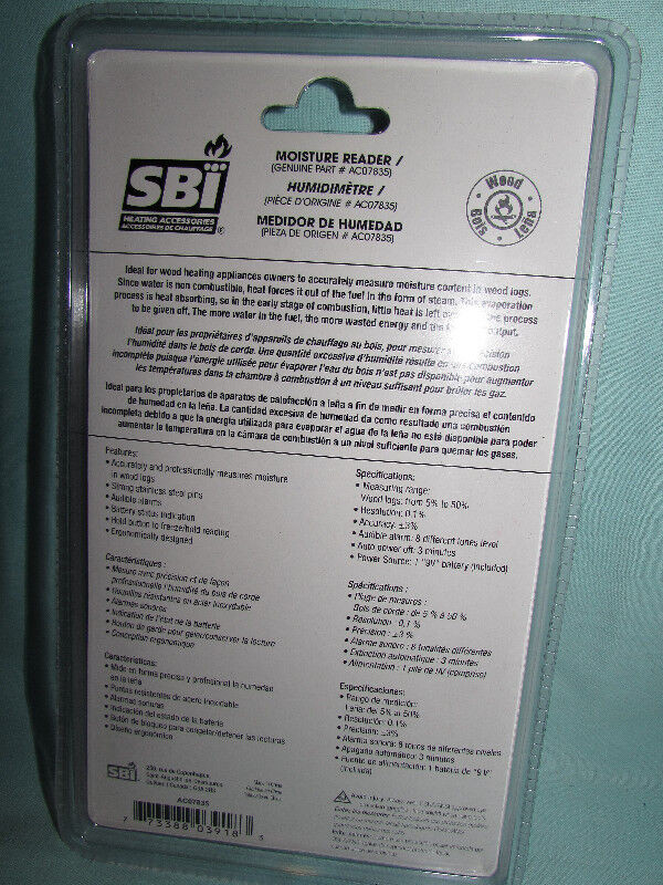MOISTURE READER * NEW * SBI HEATING ACCESSORIES in Fireplace & Firewood in North Bay - Image 2
