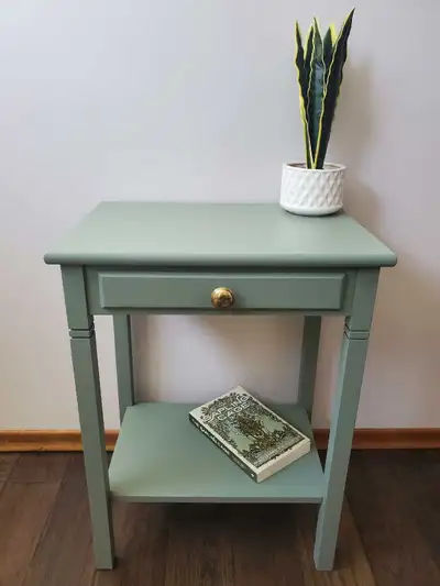 Solid Wood Sage Green Nightstand / Side Table, View more
