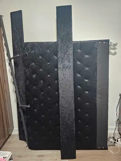 Queen bedframe- black velvet sleigh, View more
