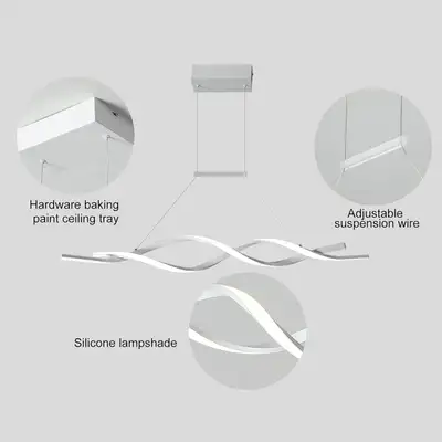 Modern Wave Shape Dimmable LED Chandelier with Remote Control –, View more