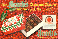 1950 2-page magazine ad for Brach’s Chocolate covered cherries