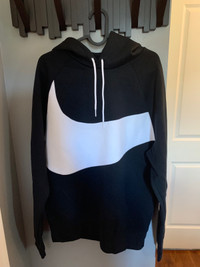 Nike Swoosh Tech Fleece Pullover Hoodie - Black and White