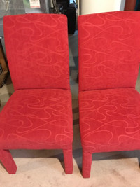 Red Fabric Parsons Chairs