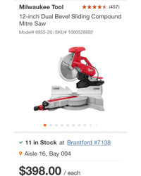 Milwaukee 12” double bevel mitre saw(6955-20) with stand