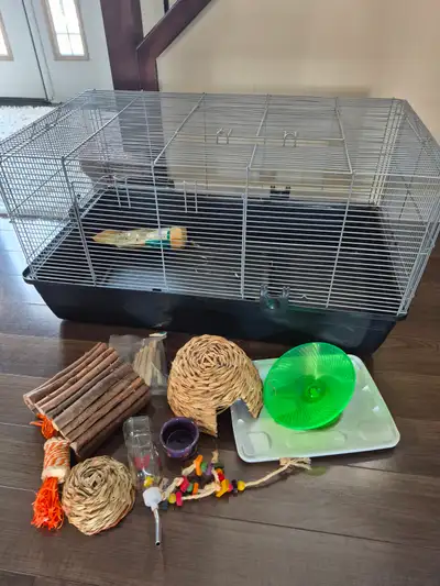Hamster cage and accessories, View more