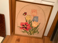 Large Floral Needlepoint Art with Two Friends