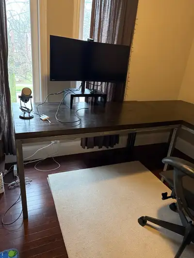 Custom built elm wood table with metal frame size piece 1, View more