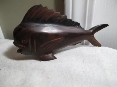 Vintage Hand Carved 6" X 3" X 1 " Ironwood Sailfish Figurine, View more