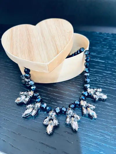 Black Beaded Statement Necklace, View more