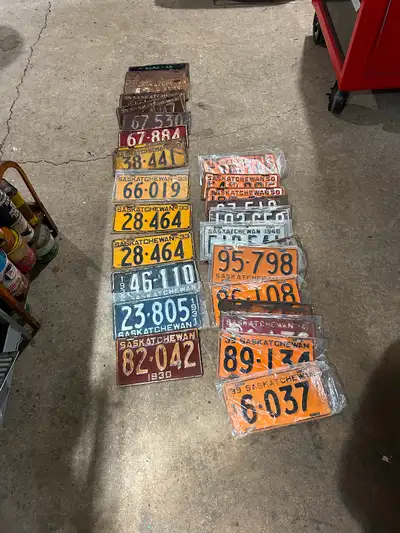 Hundreds of Saskatchewan license plates. Prices started at $10-$150 each. Phone or text if intereste...