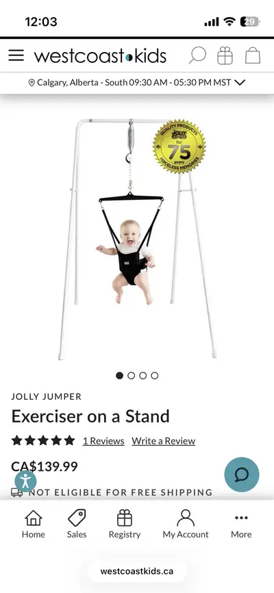 Jolly jumper on stand for sale. Excellent condition. *see my other listings for other high end baby...