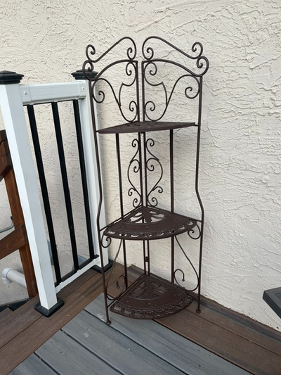 Cast Iron Outdoor (or indoor) CORNER plant shelf unit, View more