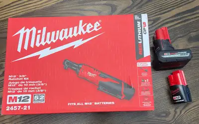 Milwaukee M12 Ratchet bundle w/ batteries, Bag & charger, View more