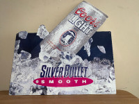 Vintage Coors Silver Bullet bar 3D tin sign Mint