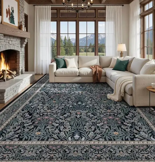 Black Boho Rug for Living Room 9x12 - Washable Dining Room  in Rugs, Carpets & Runners in Hamilton - Image 2
