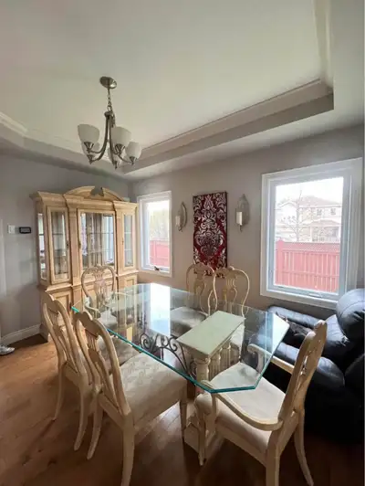 Glass Dinning Set and Hutch, View more