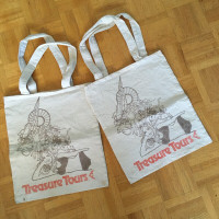 Pair of Vintage French 'Treasure Tours' Canvas Tote Bags