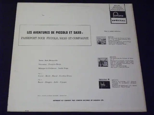 Piccolo et Saxo - Passeport pour Piccolo Saxo (1969) LP vinyle in CDs, DVDs & Blu-ray in City of Montréal - Image 3